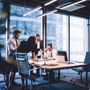 A team working together in a modern office space